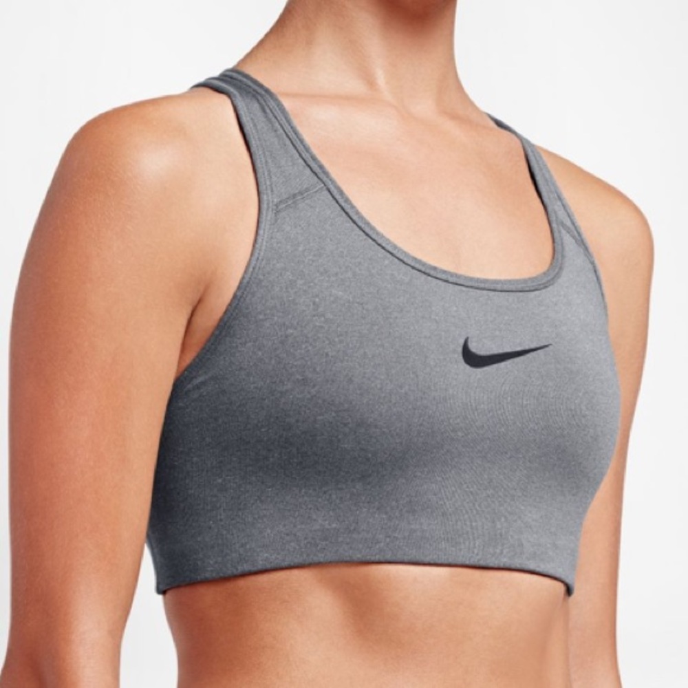 NWT Nike Swoosh Dri-Fit Sports Bra Charcoal Gray - Picture 3 of 10